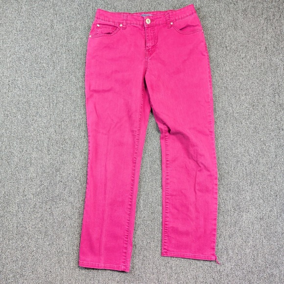 Bandolino Mandie Fuchsia Pink Straight Leg Jeans 8 Barbiecore Bold Stretch Denim — photo 2